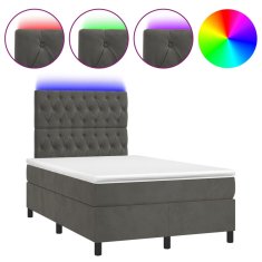 Petromila vidaXL Boxspring posteľ s matracom a LED, tmavosivá 120x190 cm, zamat