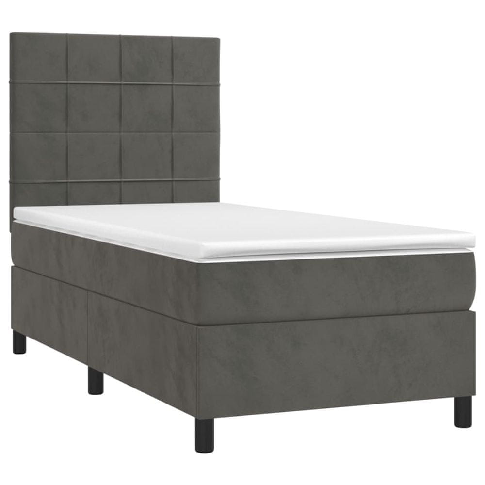 Vidaxl Posteľný rám boxspring s matracom tmavosivý 100x200 cm zamat