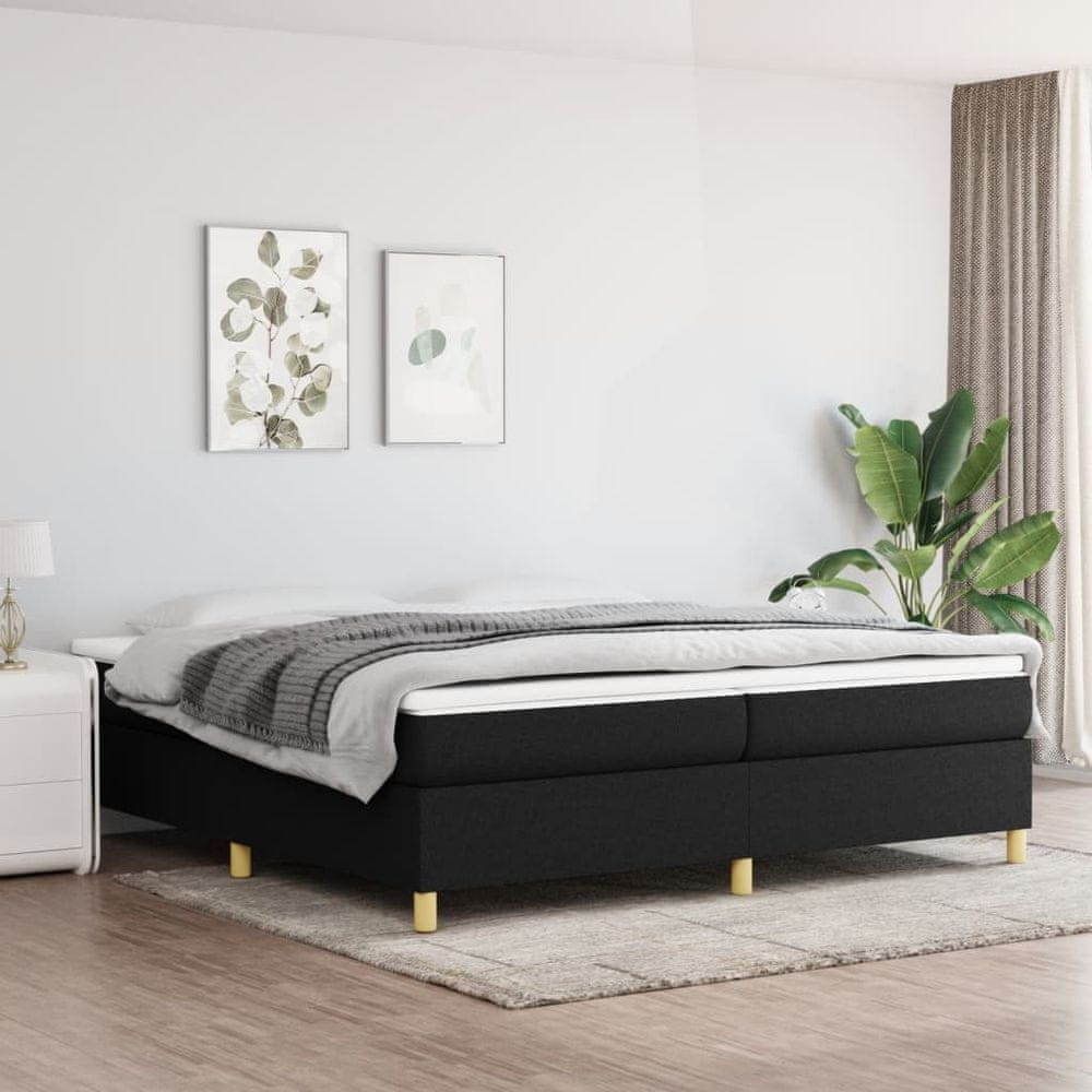 shumee Boxspring posteľ s matracom čierna 200x200 cm látka