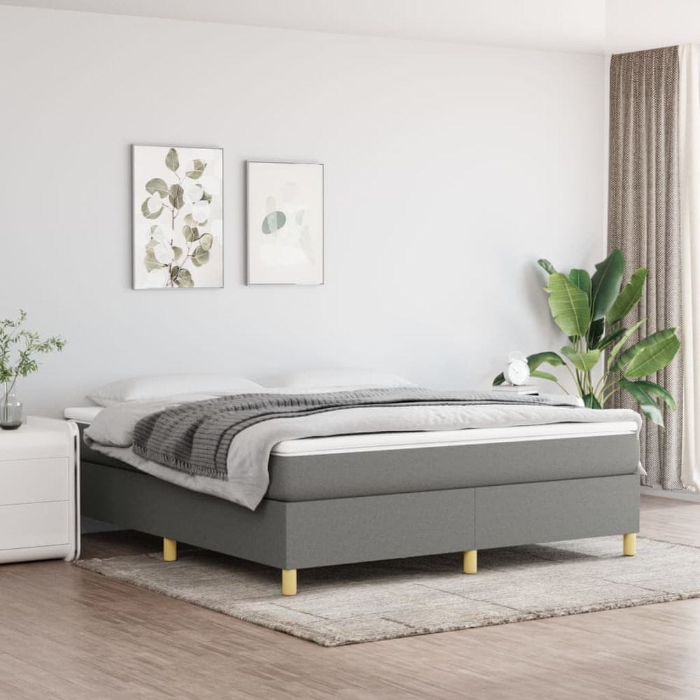 Vidaxl Boxspring posteľ s matracom tmavosivá 180x200 cm látka