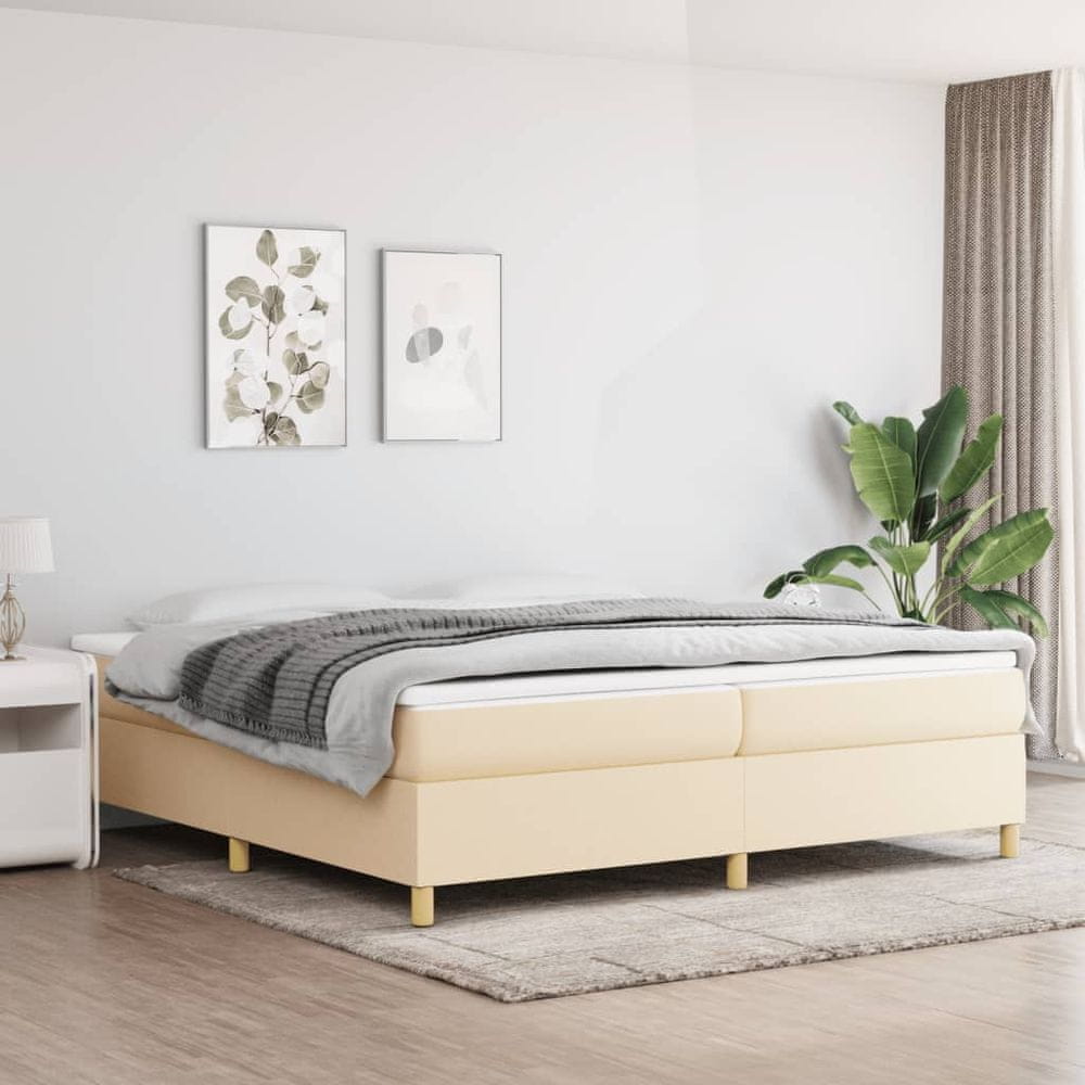 Vidaxl Boxspring posteľ s matracom krémová 200x200 cm látka