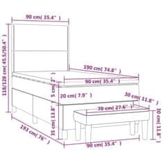 shumee Posteľný rám boxspring s matracom tmavosivý 90x190 cm zamat