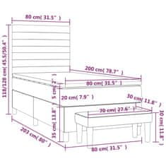 shumee Posteľný rám boxsping s matracom tmavosivý 80x200 cm látka