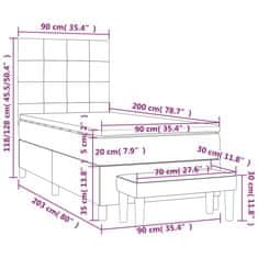 shumee Posteľný rám boxsping s matracom bledosivý 90x200 cm zamat