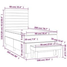 shumee Posteľný rám boxsping s matracom bledosivý 90x200 cm látka