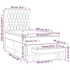 shumee Posteľný rám boxspring s matracom modrý 90x200 cm látka