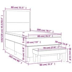 shumee Posteľný rám boxsping s matracom bledosivý 80x200 cm zamat