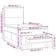 shumee Posteľný rám boxspring s matracom tmavosivý 80x200 cm zamat