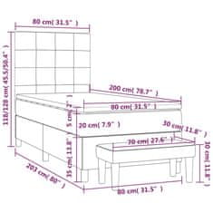 shumee Posteľný rám boxsping s matracom tmavosivý 80x200 cm látka