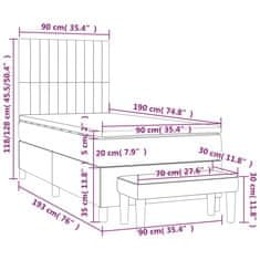 shumee Posteľný rám boxsping s matracom bledosivý 90x190 cm zamat