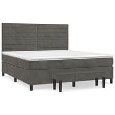 shumee Posteľný rám boxspring s matracom tmavosivý 160x200 cm zamat