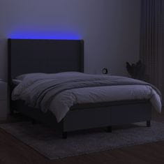 shumee Posteľ boxsping s matracom a LED tmavosivá 140x200 cm látka