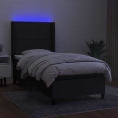 shumee Posteľ boxsping s matracom a LED čierna 100x200 cm látka