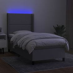 shumee Posteľ boxspring s matracom a LED bledosivá 100x200 cm látka