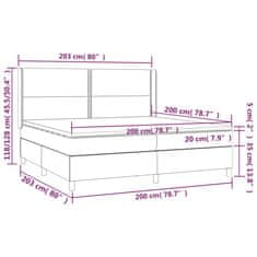 shumee Posteľ boxsping s matracom a LED čierna 200x200 cm látka