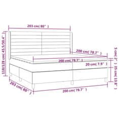 shumee Posteľ boxsping s matracom a LED bledosivá 200x200 cm látka