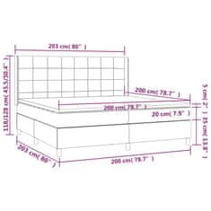 shumee Posteľ boxsping s matracom a LED tmavosivá 200x200 cm látka