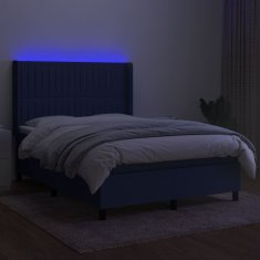 shumee Posteľ boxsping s matracom a LED modrá 140x190 cm látka