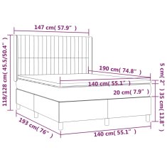 shumee Posteľ boxsping s matracom a LED modrá 140x190 cm látka