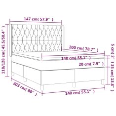 shumee Posteľ boxsping s matracom a LED krémová 140x200 cm látka