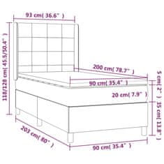 shumee Posteľ boxsping s matracom a LED čierna 90x200 cm zamat