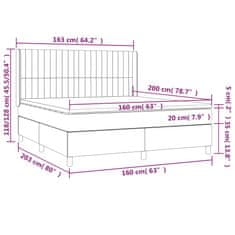 shumee Posteľ boxsping s matracom a LED bledosivá 160x200 cm látka