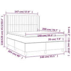 shumee Posteľ boxsping s matracom a LED tmavohnedá 140x200 cm látka