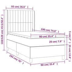 shumee Posteľ boxsping s matracom a LED čierna 90x190 cm zamat