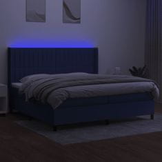 shumee Posteľ boxsping s matracom a LED modrá 200x200 cm látka