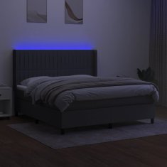 shumee Posteľ boxsping s matracom a LED tmavosivá 180x200 cm látka