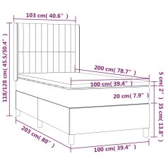 shumee Posteľ boxsping s matracom a LED čierna 100x200 cm látka