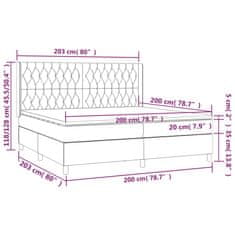 shumee Posteľ boxsping s matracom a LED tmavosivá 200x200 cm látka