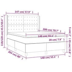 Petromila vidaXL Boxspring posteľ matrac a LED kapučínová 140x200 cm umelá koža