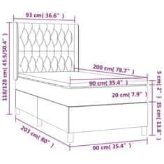 shumee Posteľ boxsping s matracom a LED tmavohnedá 90x200 cm látka