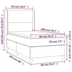 shumee Posteľ boxsping s matracom a LED bledosivá 90x200 cm látka