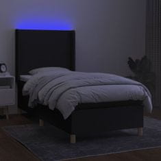 shumee Posteľ boxsping s matracom a LED čierna 90x200 cm látka