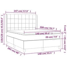 shumee Posteľ boxsping s matracom a LED čierna 140x200 cm látka