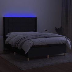 shumee Posteľ boxsping s matracom a LED čierna 140x200 cm látka