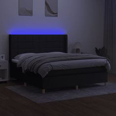 shumee Posteľ boxsping s matracom a LED čierna 180x200 cm látka