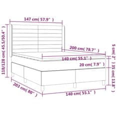 shumee Posteľ boxsping s matracom a LED tmavosivá 140x200 cm zamat