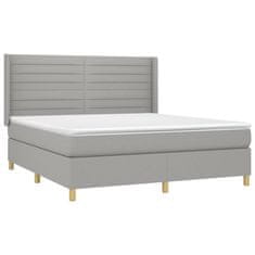 shumee Posteľ boxspring s matracom a LED bledosivá 160x200 cm látka