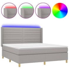 shumee Posteľ boxspring s matracom a LED bledosivá 160x200 cm látka