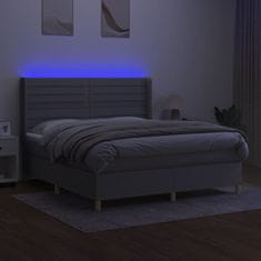 shumee Posteľ boxspring s matracom a LED bledosivá 160x200 cm látka