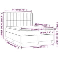 shumee Posteľ boxsping s matracom a LED sivohnedá 140x200 cm látka