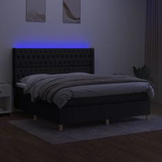 shumee Posteľ boxsping s matracom a LED čierna 180x200 cm látka