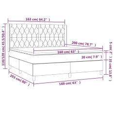 shumee Posteľ boxsping s matracom a LED modrá 160x200 cm látka