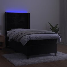 shumee Posteľ boxsping s matracom a LED čierna 90x200 cm zamat