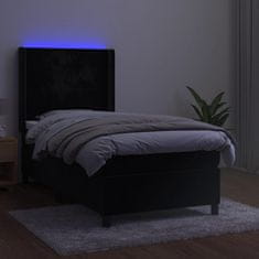 shumee Posteľ boxsping s matracom a LED čierna 90x190 cm zamat