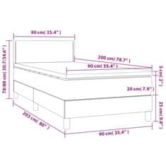 shumee Posteľný rám boxsping s matracom hnedý 90x200 cm látka