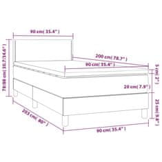 Petromila vidaXL Boxspring posteľ s matracom tmavosivá 90x200 cm látka